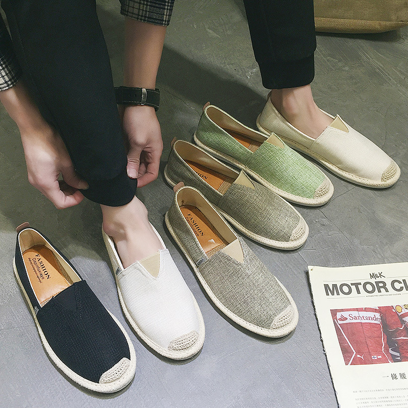 Summer Linen Canvas Driving Slip-Ons, Breathable Casual Fisherman's Slip-Ons, Old Beijing Cloth Shoes, Men's Shoes, Deodorant