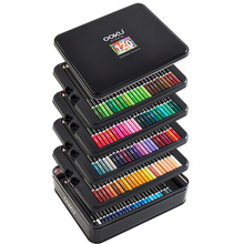 跨境彩铅高级彩色铅笔铁盒绘画专用学生120色油性圣诞礼铅笔批发