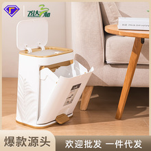 创意双开盖垃圾桶按压脚踏智能感应轻奢家用大容量高颜值大垃圾桶