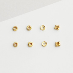 S925純銀鍍金迷你圓形隔珠墊片DIY手工串珠文玩手鍊項鍊隔片配件