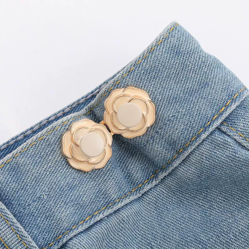 Nail-Free Removable Waist Buckle Pair, Flat-Bottom Seamless Buttons for Pants & Skirts, Assorted Designs