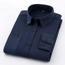 长袖棉质牛津纺春秋衬衣宽松休闲男士棉质男士长袖衬衫