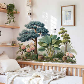 雨林植物花镜背景墙装饰墙贴画客厅沙发墙造景可移除墙贴 69185