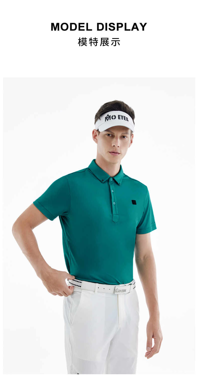 Áo phông thể thao nam ngắn tay chơi golf MMO EYES, chất liệu co giãn cao thoáng khí — M23YF002-Áo màu xanh lá cây, M23YF005-Áo màu xám, M23YF004-Áo màu đen, M23YF005-Áo màu trắng chi tiết 35