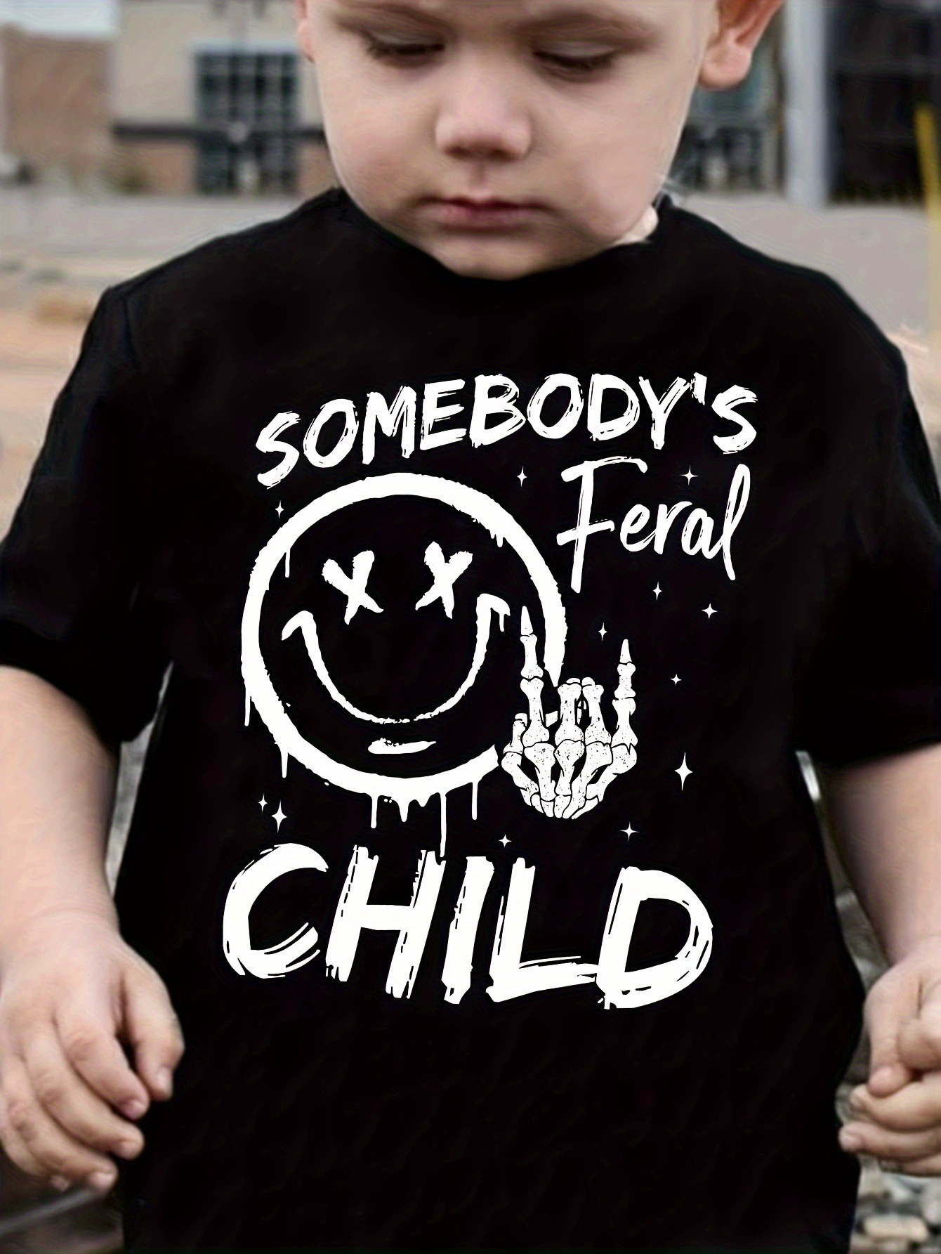 Хлопковая футболка для мальчиков с крутым буквенным принтом и черепом вручную