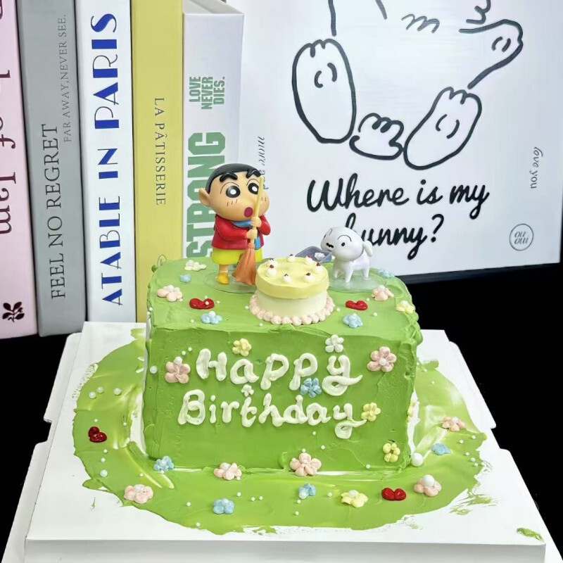 Crayon Shin-Chan Cleaning Cake Decoration Trendy Cute Children's Birthday Dessert Decoration Accessories Baking Plug-In Set