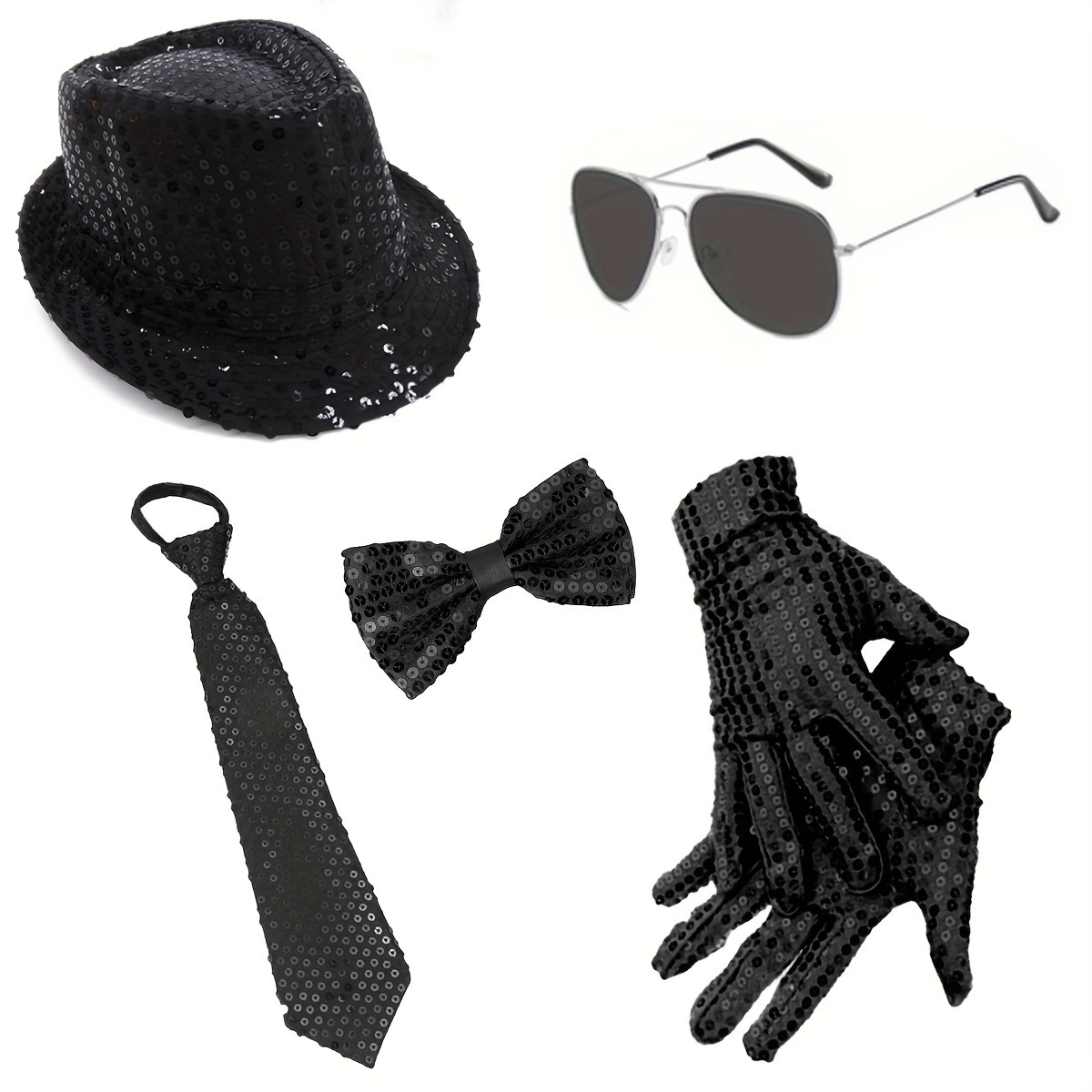 70s DISCO espectáculo accesorios esquinilla sombrero corbata guantes cinturón hombre conjunto Xiaoyin TEMU en stock