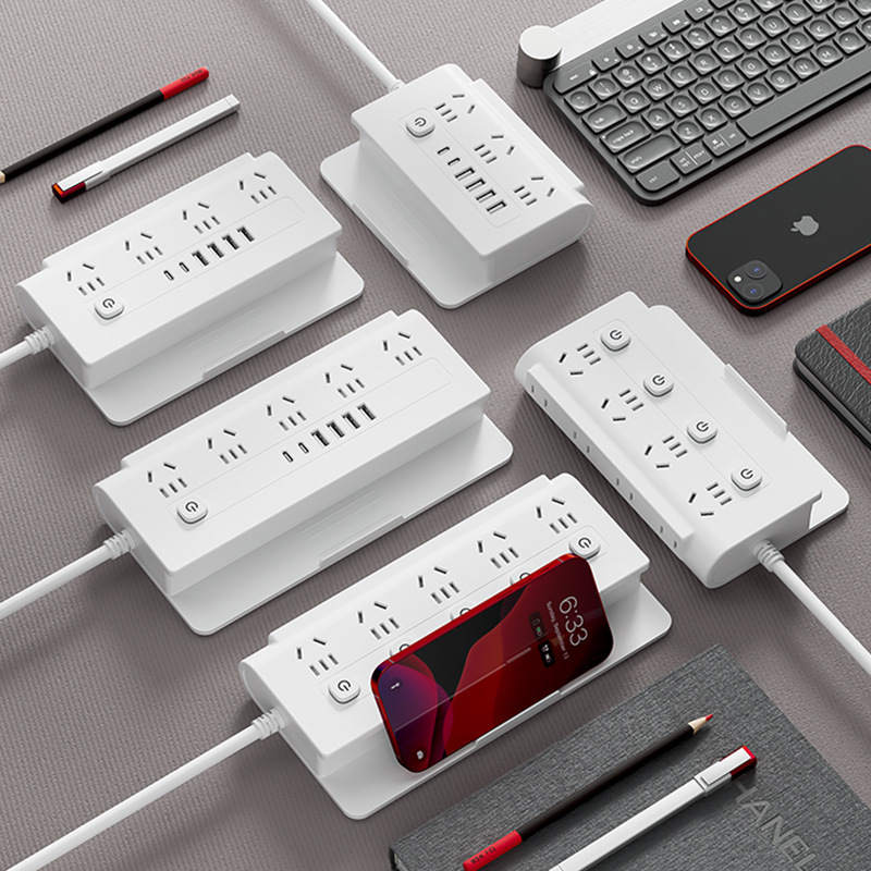 一转多多功能多孔转换器带6USB插座插排接线板一体连铜插线板