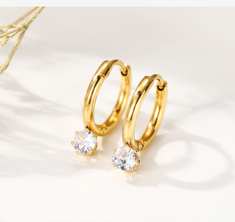5g Weight PVD Coated Gold Plating Process 304 Stainless Steel Ear Needle Material 18K Gold, Real Gold Plated Plating Material PVD Coated 18K Gold Real Gold Plated Circle 304 Stainless Steel Fashion Waterproof Non Tarnish Earrings