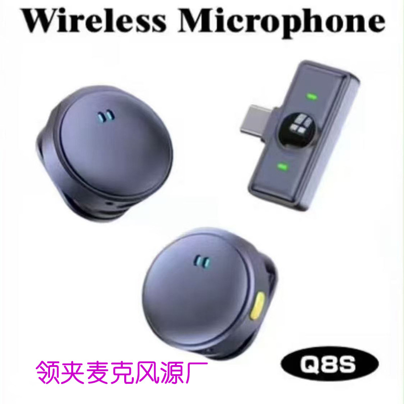 Q8 con almacén nuevo producto de gama alta micrófono de clip de cuello inalámbrico uno a dos teléfono móvil Douyin transmisión en vivo micrófono Bluetooth al por mayor
