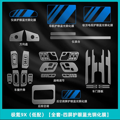 Protective Film, Transparent Grille, Car | Car interior film - ji-krypton-9x-low-configuration-full-set-four-screen-eye-protection-blue-light-tempered-film