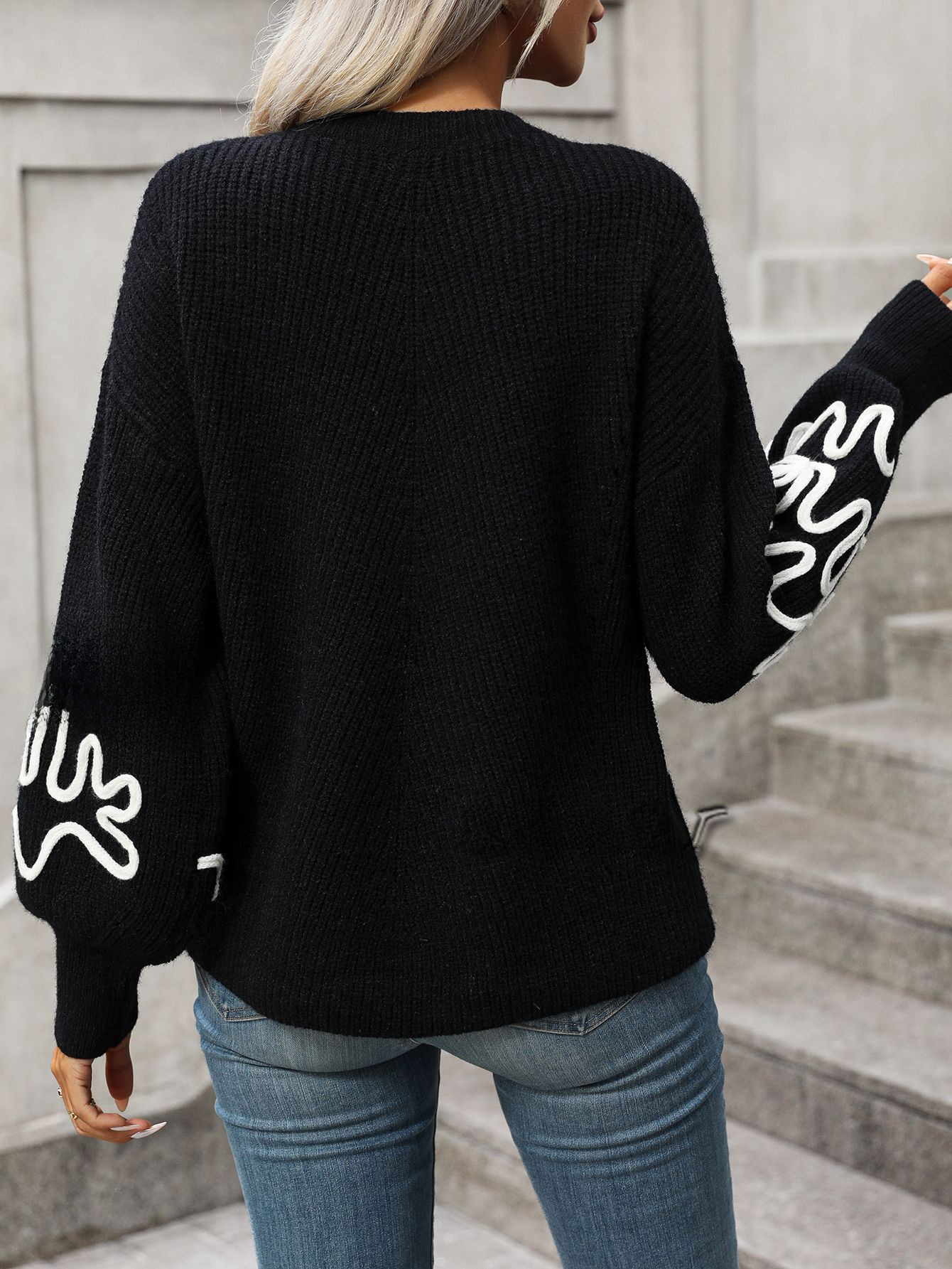 Women's Sweater Solid Colour Pullover Casual Knitted Jumper_voghion.com