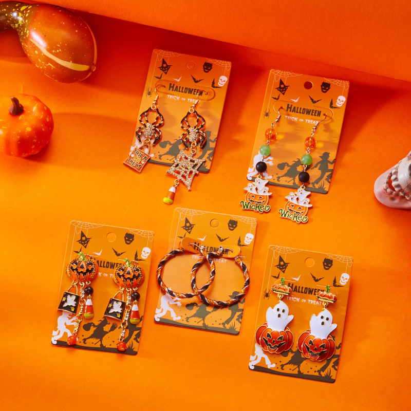 クロスボーダーAmazonベストセラーハロウィンイヤリングカボチャゴーストペンダントイヤリングゴシックタッセルレディースイヤリング|undefined