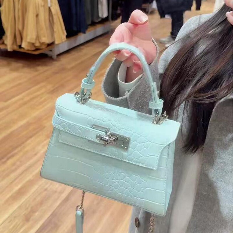 Niche High-End Crocodile Pattern Kelly Handbag for Women 2026 New Model Light Luxury Versatile Shoulder Crossbody Handbag