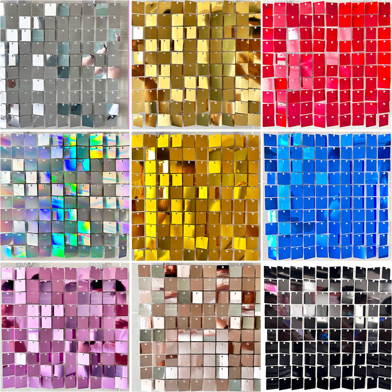 Cross-Border Square Wind Panel Birthday Layout Background Wall Stage Wedding Decoration Colorful Sequin Wind Panel Silver