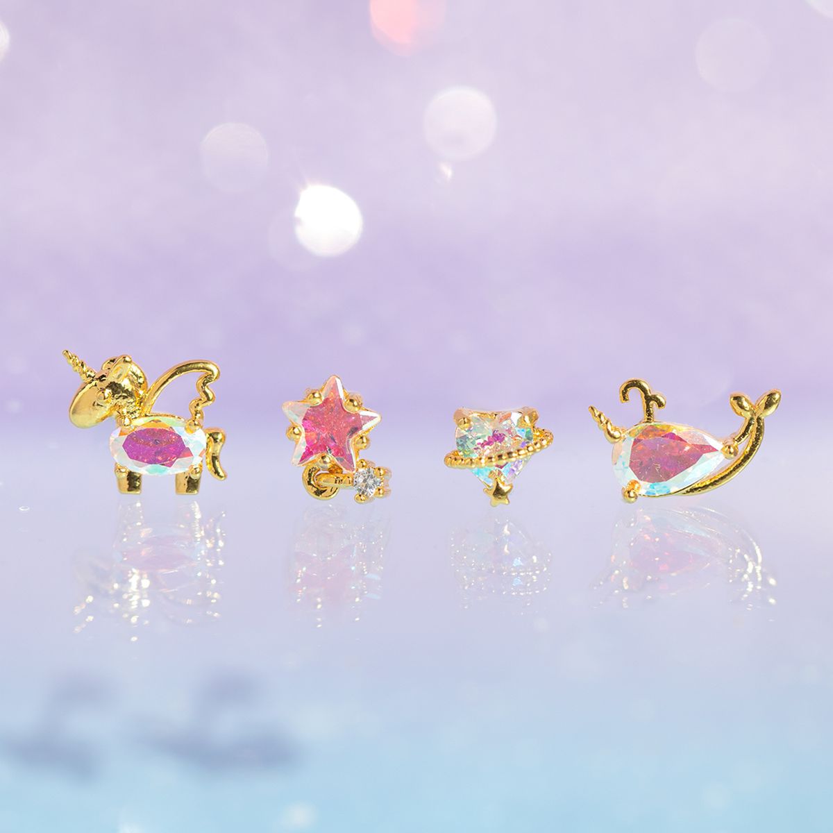 Simple Style Star Brass Ear Studs Star Gem Copper Earrings