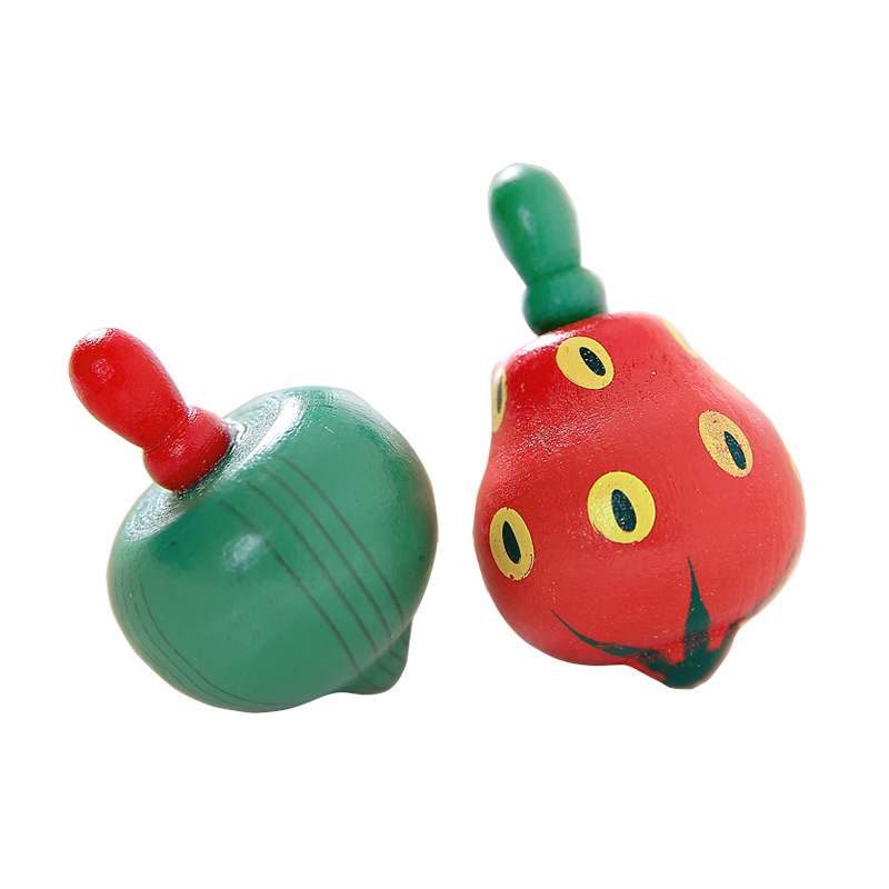 Fruit Top Colorful Wooden Rotating Small Top Toy Traditional Nostalgic Educational Toy Stall Toy