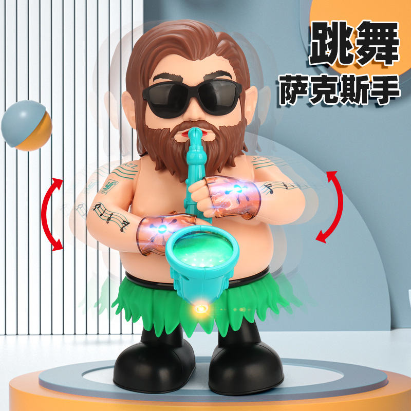 Douyin mismo baile eléctrico saxofón mano música swing bailando feliz tío juguete de los niños