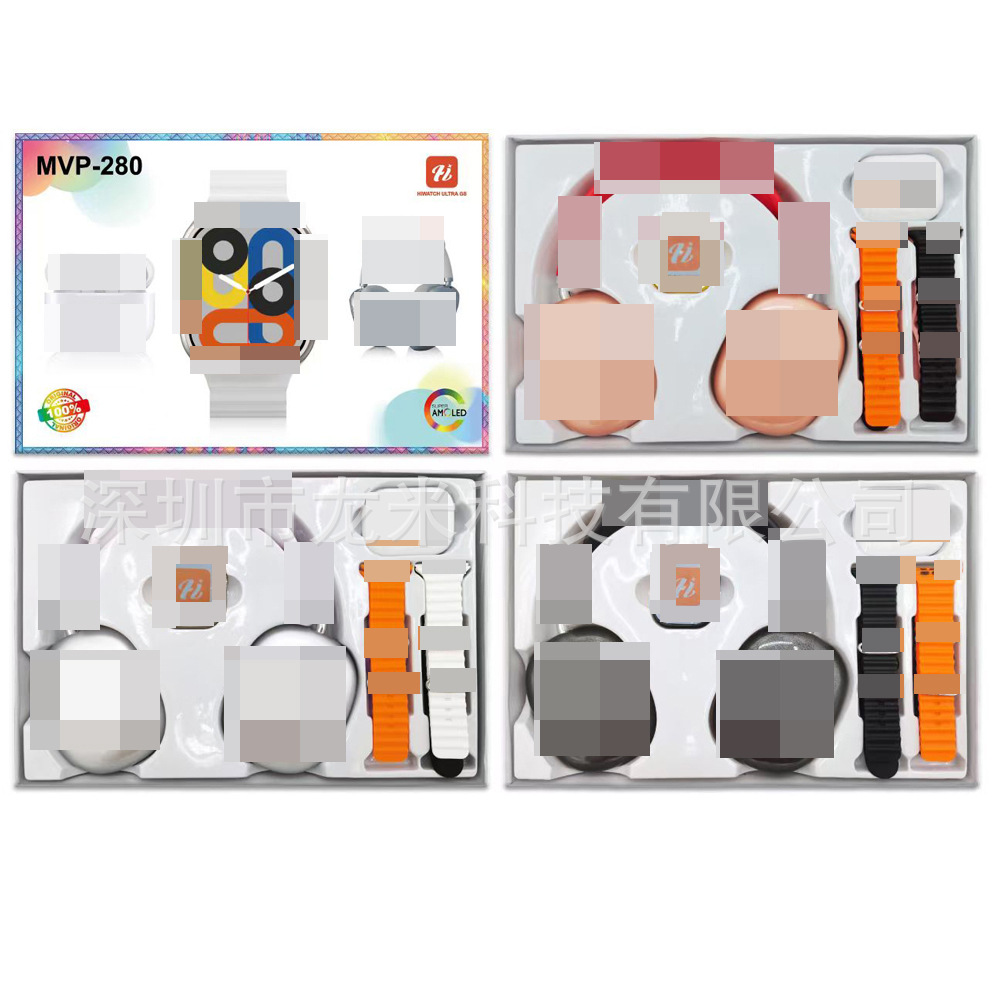 New Mvp-280 Smart Watch Ultra3 with Bluetooth Headset + Headset 4 Strap Set