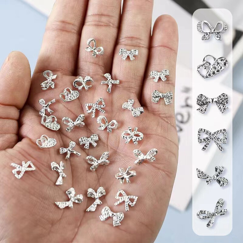 Cross-Border New Nail Art Jewelry Bow Alloy Metal Nail Wearing Nail Jewelry Manufacturer Wholesale Nail Art Butterfly Cross-Border New Nail Art Jewelry Bow Alloy Metal Nail Wearing Nail Jewelry Manufacturer Wholesale Nail Art Butterfly