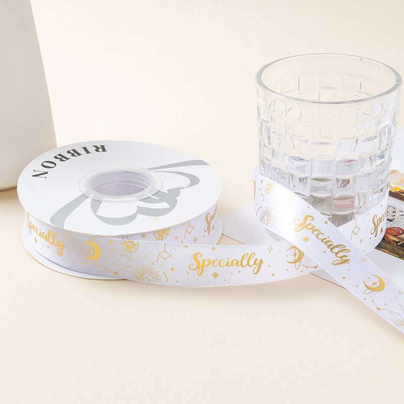 Estampado de oro amor cinta cinta de seda regalo embalaje regalo colorido pastel decoración cinta accesorios cinta de arco