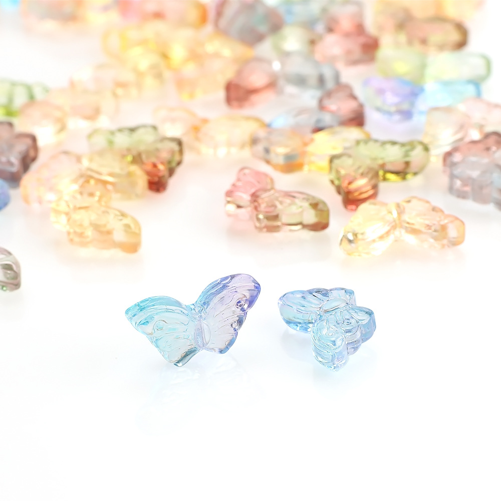 50 PCS/Package 8 * 15mm Hole 1~1.9mm Glass Butterfly Beads display picture 3