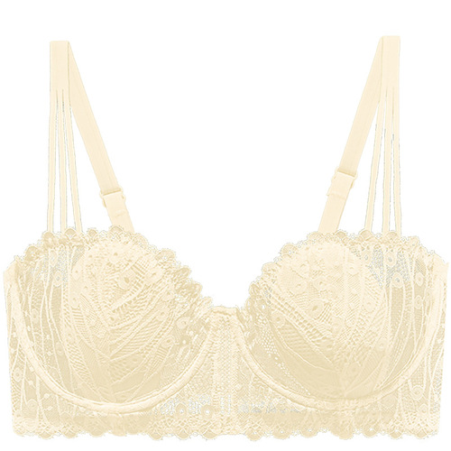 French lace ultra-thin rabbit ears half cup big breasts appear smaller push-up anti-sagging large size sexy breathable bra for women summer