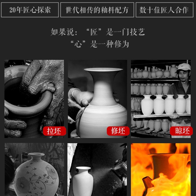 景德镇陶瓷器花瓶仿古官窑中式家居大号青花瓷瓶客厅电视柜装摆件