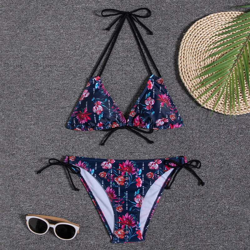 84g Weight Comfort Feel Of Sensation Low Waist Panties Waist Briefs Panties Style Bralette Bra Category Polyester Fabric Type 2 Pieces Set Quantity Swimming Pool, Beach Occasion Comfort Function Ditsy Floral Pattern Triangle Cup Bra Cup Women's Gender Women's Ditsy Floral 2 Pieces Set Bikinis Swimwear 15
