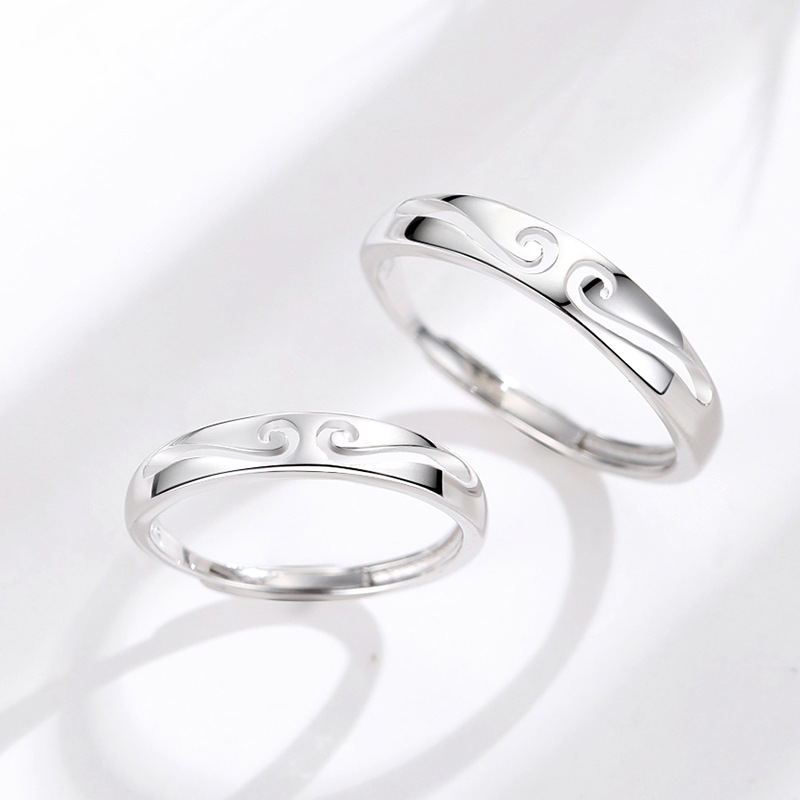 Anillo de pareja de aro de moda de plata esterlina S925 estilo japonés y coreano hombres y mujeres anillo de apertura al por mayor ajustable