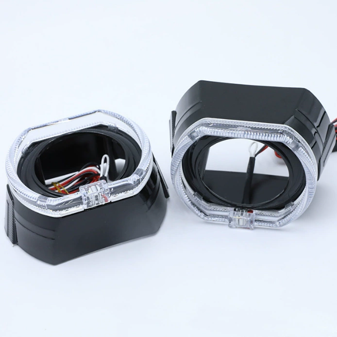 LED light modified dual-light lens integrated angel eyes 2.5 inch 3.0 inch car headlight decorative cover square