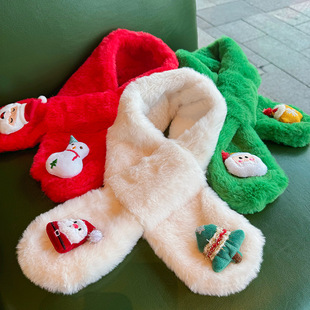 Christmas Cute Thickened Cartoon Scarf Children's Autumn and Winter Plush Warm Parent-Child Scarf