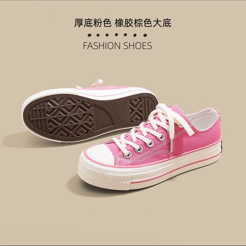 Japón Okazama Kuryu arroz grueso con suela elevada zapatos de lona rosa para niñas estudiantes coreanas con suela de goma vulcanizada.