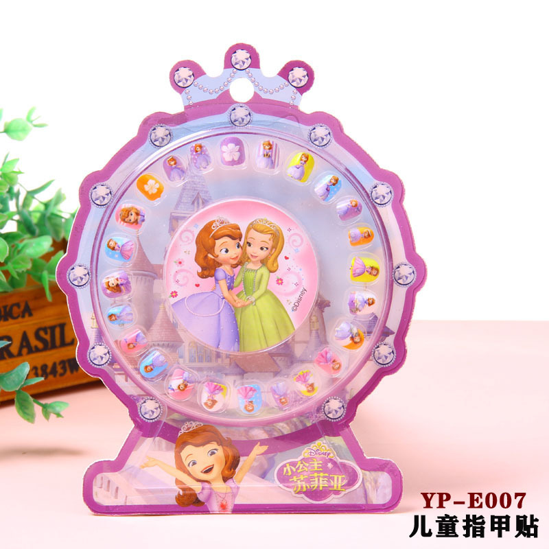 Genuino autorizado de los niños de dibujos animados de diamantes Pegatinas de oído hielo princesa uñas pegatinas chica uñas pegatinas con lima de uñas