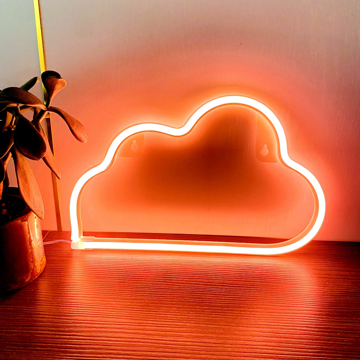 Светильник LED-формирования (SOKKA) Yun Duo облако, режимы RGB и теплый, неоновая подвесная деталь, 30×19×2.5 см