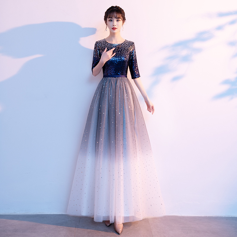 네이비 스팽글 그라디언트