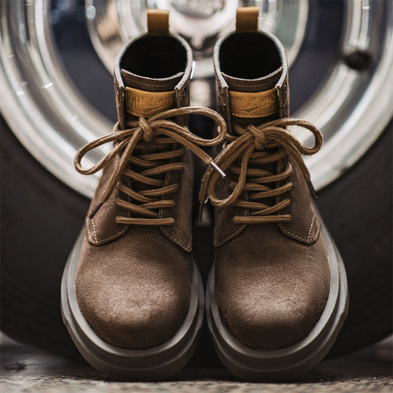 Марден Дикий камень коричневый зимний новый сапоги для мужчин повседневный ретро с толстой подошвой среднего и высокого уровня с мехом Martin сапоги