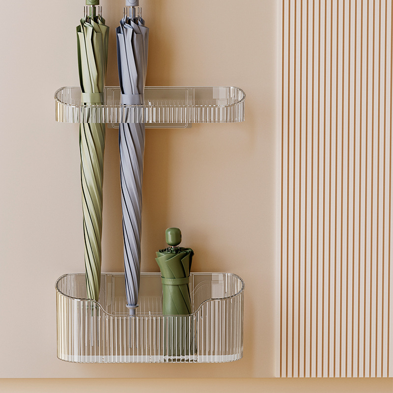 Rain Umbrella Storage Rack Indoor Drainage Household Wall Mounted No Hole Easy to Install Simple Length and Short Umbrella Shelf 