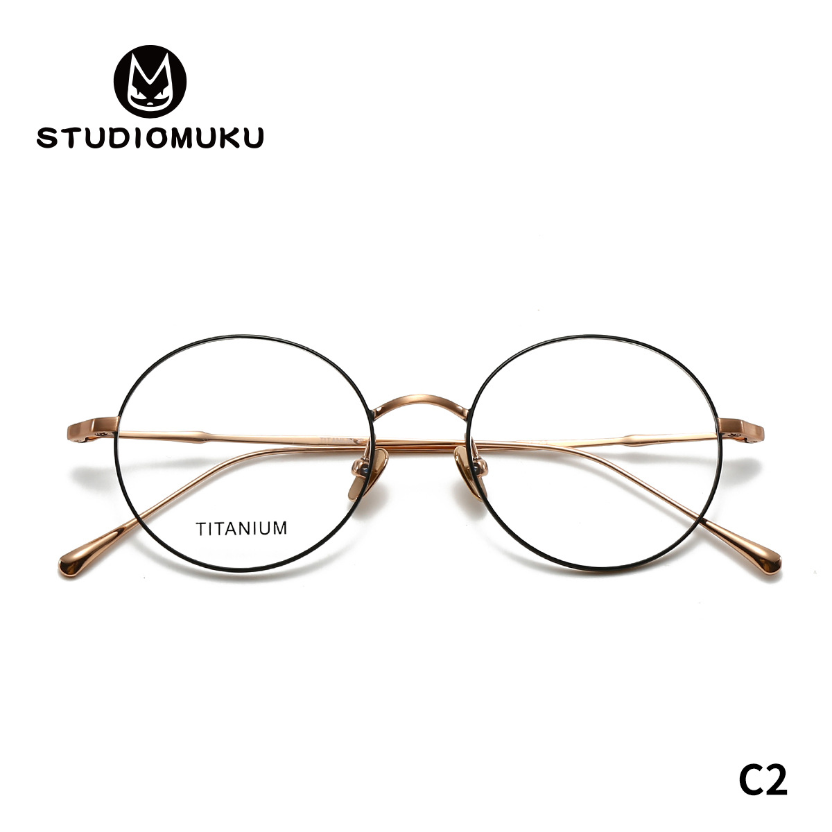 STUDIOMUKU gafas de madera clásica estilo de escuela retener marco retrógrado marco de gafas de titanio puro