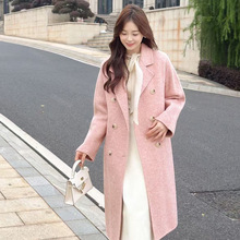 毛呢大衣 新款双面羊毛大衣时尚气质轻奢韩系宽松毛呢大衣批发