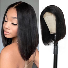 供应真发前蕾丝bob头套 跨境现货真人假发 Straight Human Hair
