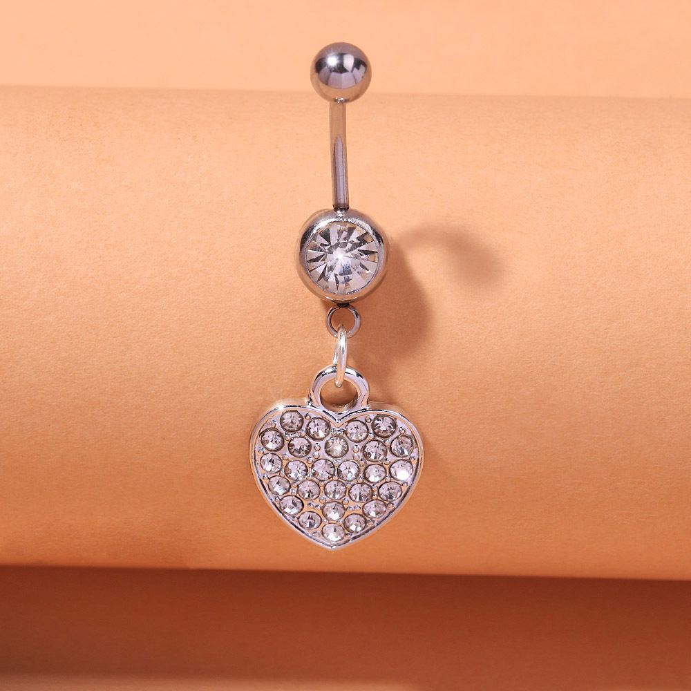 Fashion European And Jewelry Diamond-Encrusted Pendant Heart Personalized Body Navel Piercing Umbilical Nail Easy To Wear_voghion.com