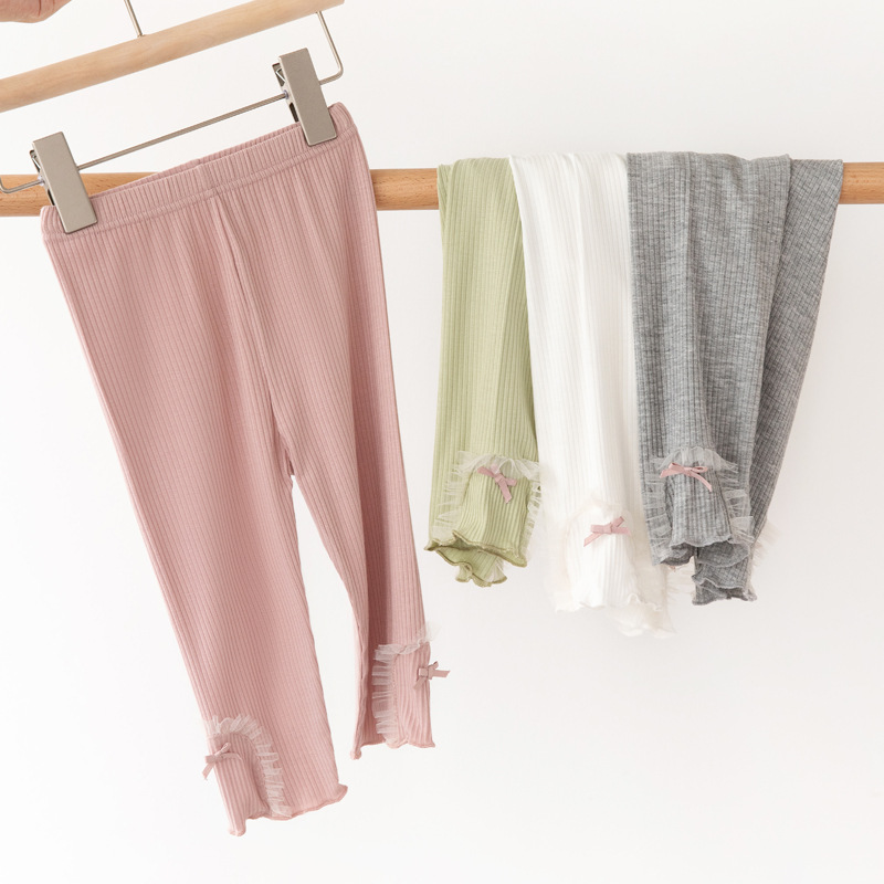 夏季童裤 七分女童打底裤网纱儿童打底裤 依云莫代尔轻薄儿童裤子