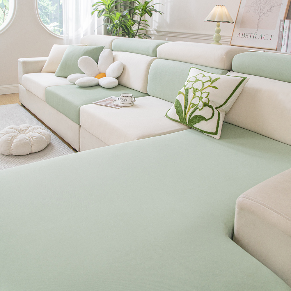 Cool feeling ice silk sofa hat summer sofa cover all-inclusive universal cover solid color backrest non-slip cushion cover dirt-resistant