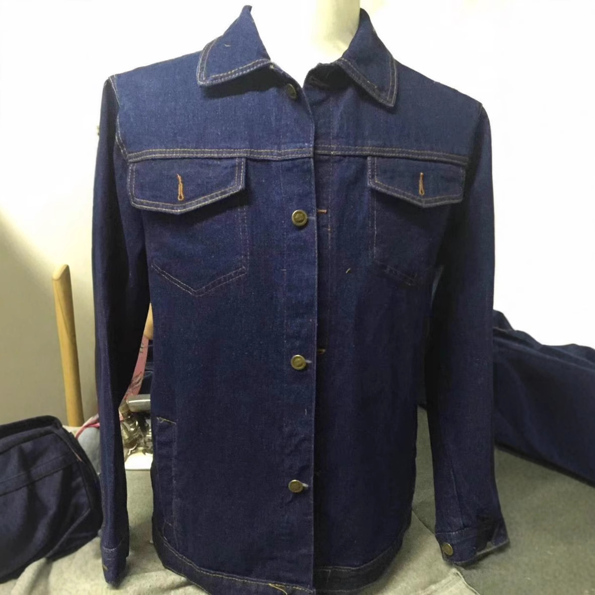 春秋冬季劳保服洗水牛仔工作服外套 上班长袖电焊车间工地牛仔服