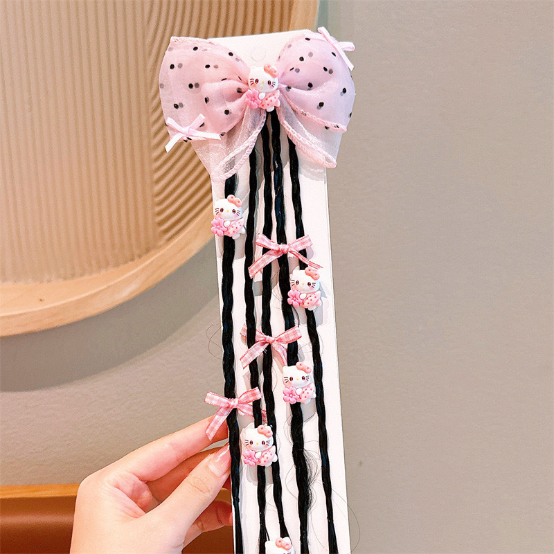 Niños peluca púrpura trenzas Sanli Kuro alta cola de caballo arroz cuerda de cabeza de cabello adorable niñas correa de pelo