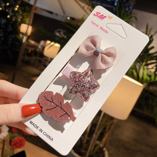 Direct wholesale Korean version cute and sweet mini hair clip set with bow flower small crown baby girl hair clip