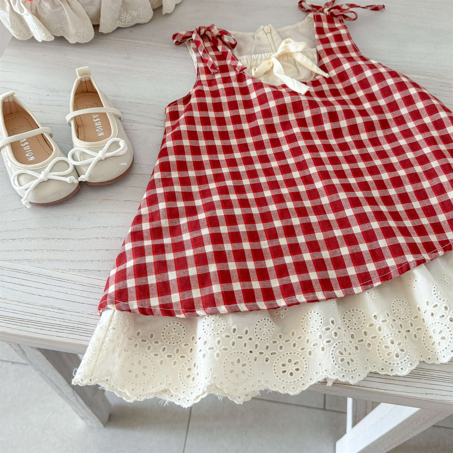 [Diadema gratis] Verano nuevo estilo niños niñas lindo estilo occidental moda estilo vacaciones lindo vestido dulce