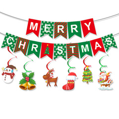 国境を越えたクリスマスに旗を引っ張るmerry christmas雪花横断幕雪だるま渦吊り飾り卸売りカスタム