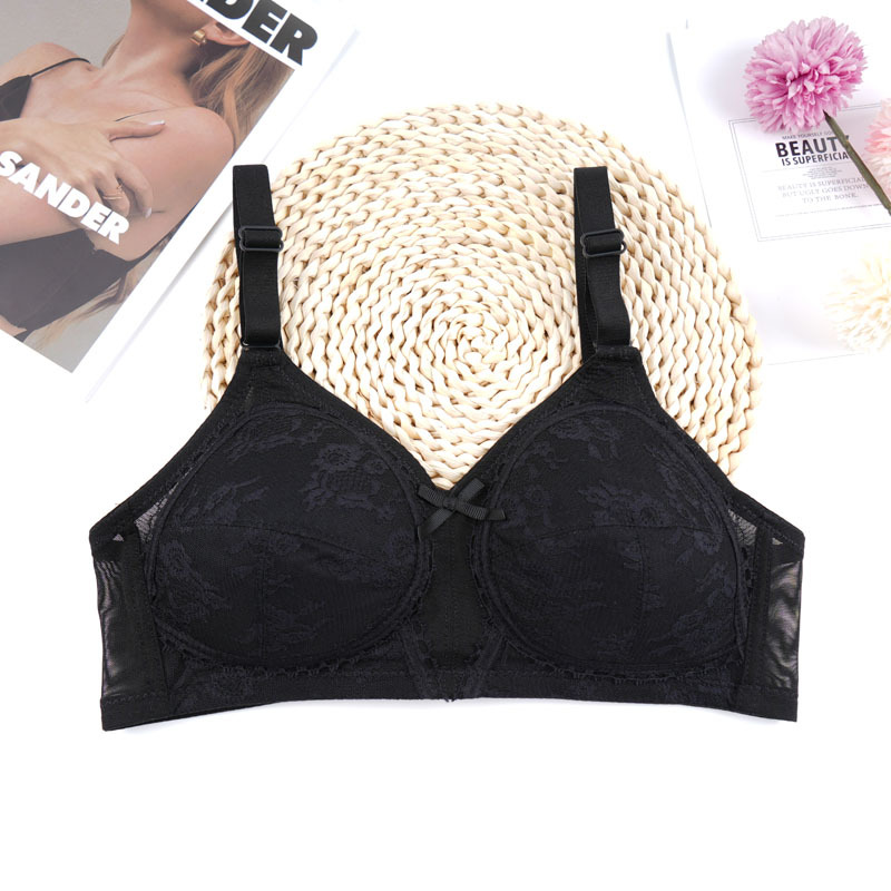 Gran tamaño de comercio exterior punto delgado sin esponja sin anillo de acero ropa interior mujer gran pecho pequeño se reúnen contra la caída del sujetador